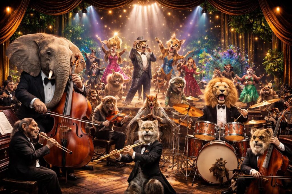 Les spectacles animaliers musicaux avec orchestres symphoniques et comédies musicales pour animaux