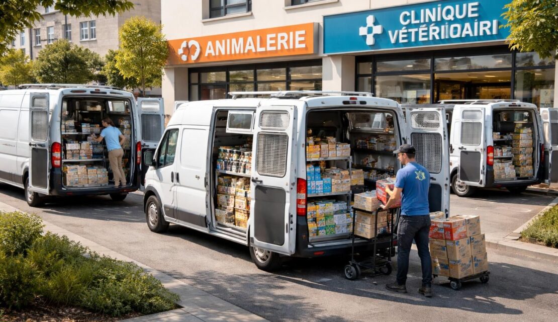 Livraison produits animaliers avec des fourgons climatisés Fiat Ducato pour animaleries et cliniques