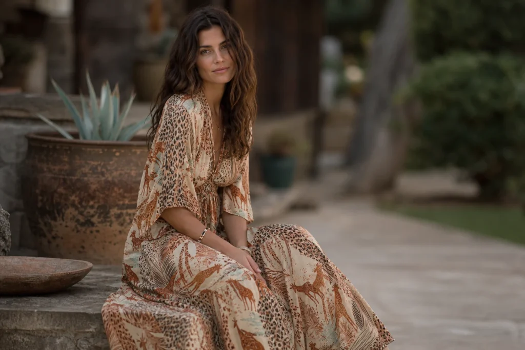 Comment porter une robe bohème à motifs animaux sans perdre son élégance