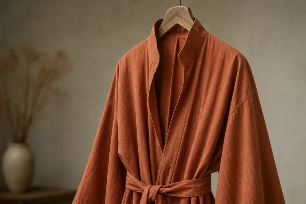 Robe terracotta à col montant : une allure chic et contemporaine pour toutes les occasions
