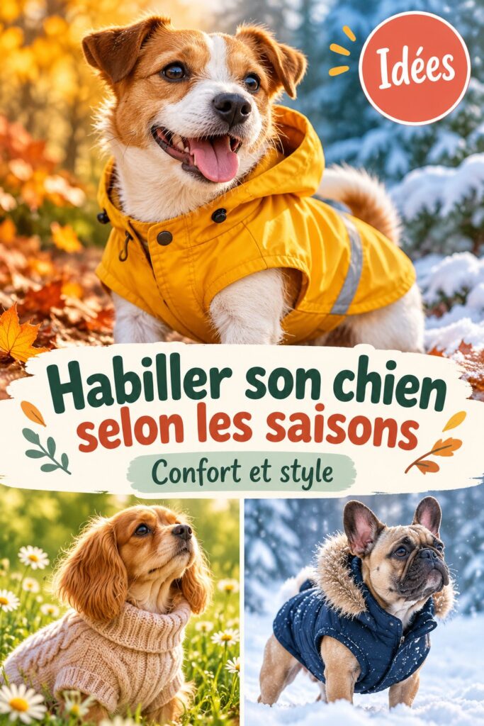 Un chien portant un manteau d'hiver coloré, prêt pour les intempéries.