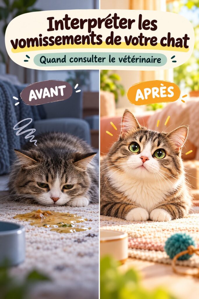 Un chat regardant vers le bas, l'air préoccupé, avec un bol de nourriture à côté, évoquant des inquiétudes pour sa santé digestive.